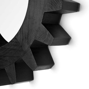 Homeroots 17" Black Abstract Wood Framed Accent Mirror  Mango Wood 376405