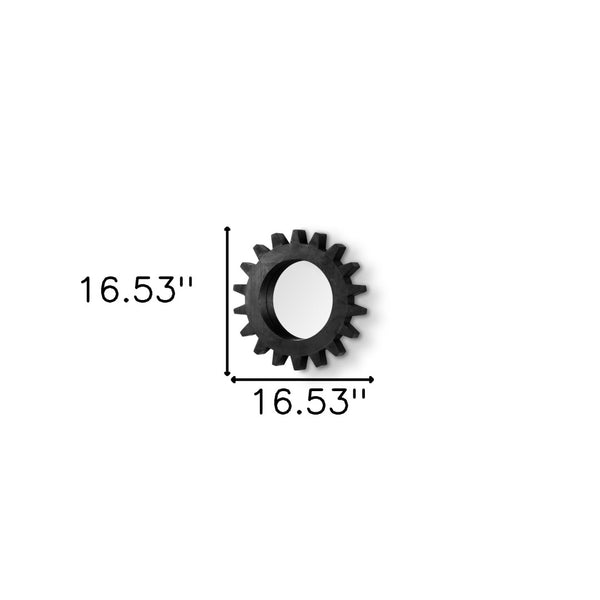 HomeRoots 17" Black Abstract Wood Framed Accent Mirror - Modern Industrial Design for Stylish Home Decor Spaces 376405