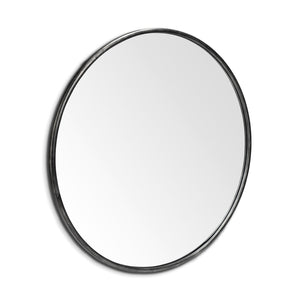HomeRoots 47" Round Black Metal Frame Wall Mirror - Modern Minimalist Design for Elegant Home Décor & Style 376409