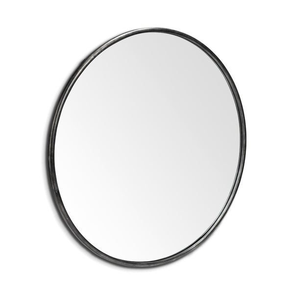 HomeRoots 47" Round Black Metal Frame Wall Mirror - Modern Minimalist Design for Elegant Home Décor & Style 376409
