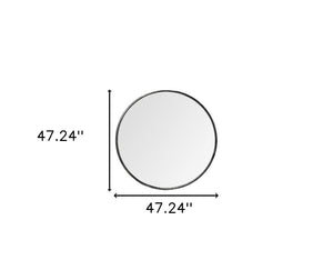 HomeRoots 47" Round Black Metal Frame Wall Mirror - Modern Minimalist Design for Elegant Home Décor & Style 376409