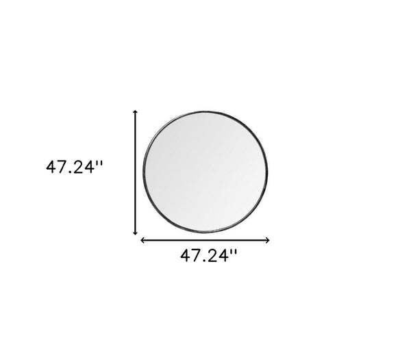 HomeRoots 47" Round Black Metal Frame Wall Mirror - Modern Minimalist Design for Elegant Home Décor & Style 376409