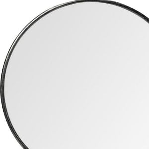 HomeRoots 47" Round Black Metal Frame Wall Mirror - Modern Minimalist Design for Elegant Home Décor & Style 376409