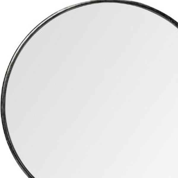 HomeRoots 47" Round Black Metal Frame Wall Mirror - Modern Minimalist Design for Elegant Home Décor & Style 376409