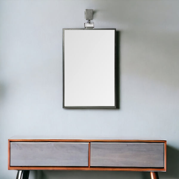 Homeroots 44" Gunmetal Metal Framed Accent Mirror  Metal 376410