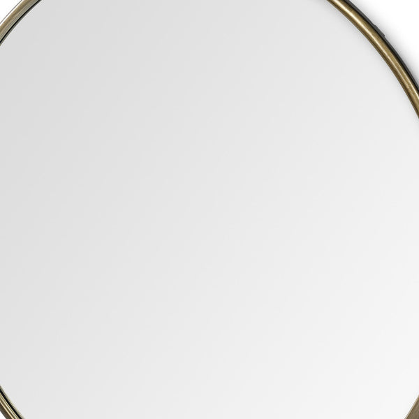 Homeroots 47" Round Gold Metal Frame Wall Mirror  Metal 376411