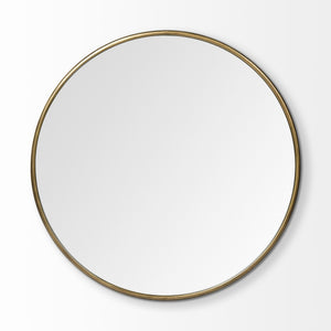 Homeroots 47" Round Gold Metal Frame Wall Mirror  Metal 376411