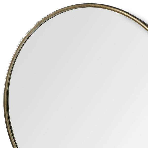 Homeroots 47" Round Gold Metal Frame Wall Mirror  Metal 376411