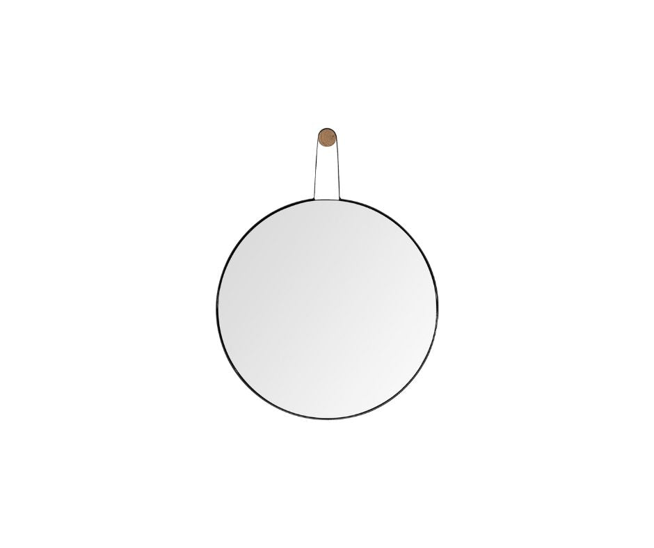 Homeroots 26" Black Wood Mirror  Metal 376414