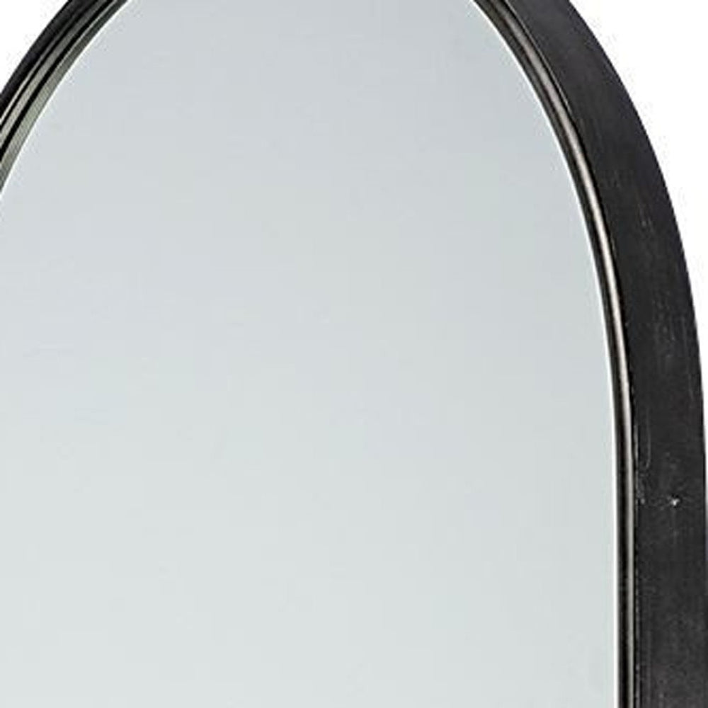 HomeRoots Black Arched Full-Length Metal Mirror - Sleek Matte Frame for Modern Décor, Ready to Hang & Brighten Rooms 376415