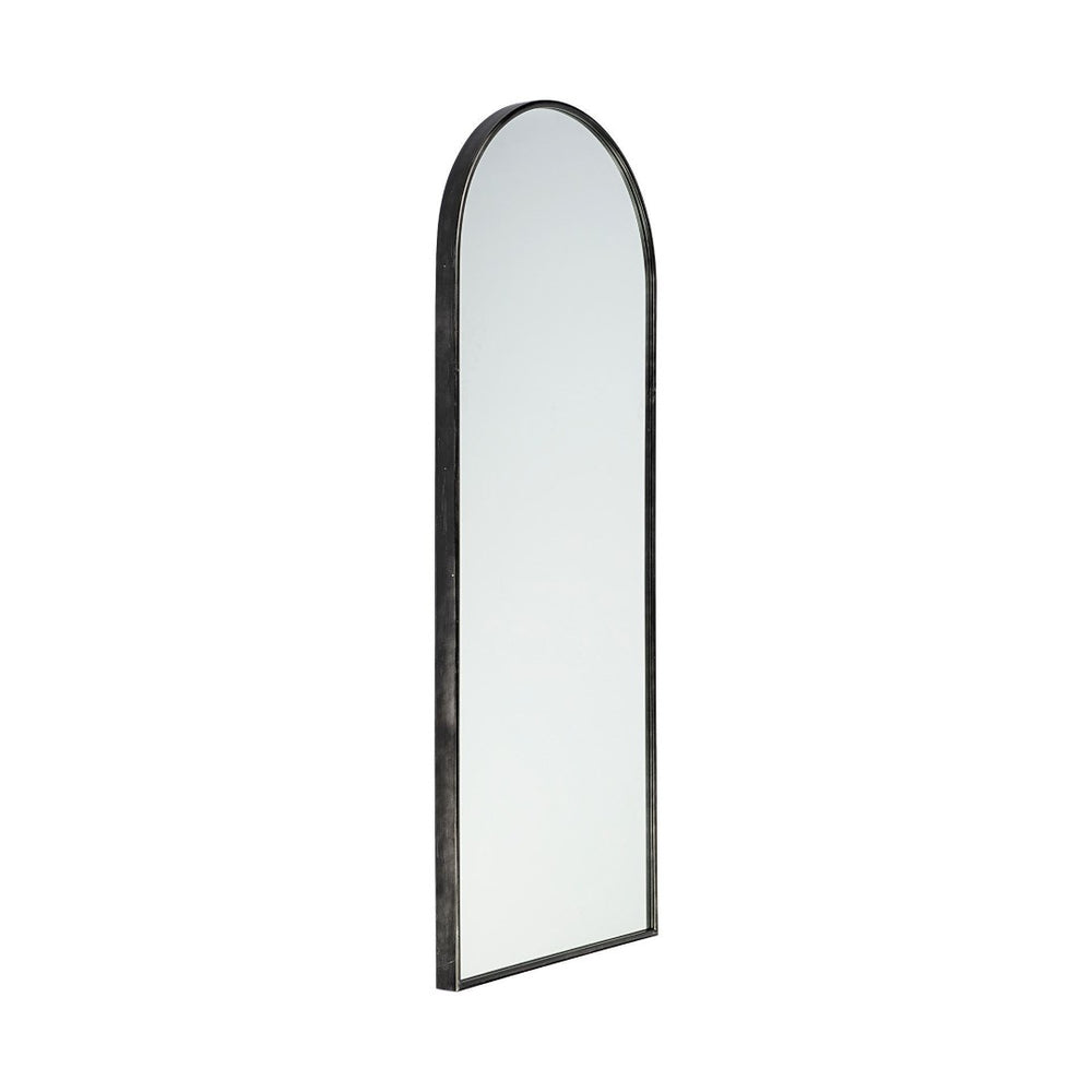 HomeRoots Black Arched Full-Length Metal Mirror - Sleek Matte Frame for Modern Décor, Ready to Hang & Brighten Rooms 376415