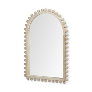 Homeroots 35" Natural Arch Wood Framed Accent Mirror  Wood 376420