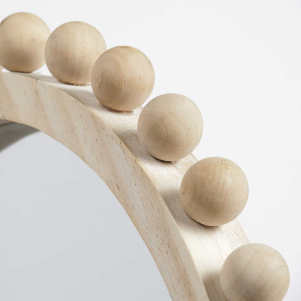 Homeroots 35" Natural Arch Wood Framed Accent Mirror  Wood 376420