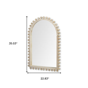 Homeroots 35" Natural Arch Wood Framed Accent Mirror  Wood 376420