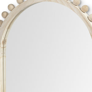 Homeroots 35" Natural Arch Wood Framed Accent Mirror  Wood 376420