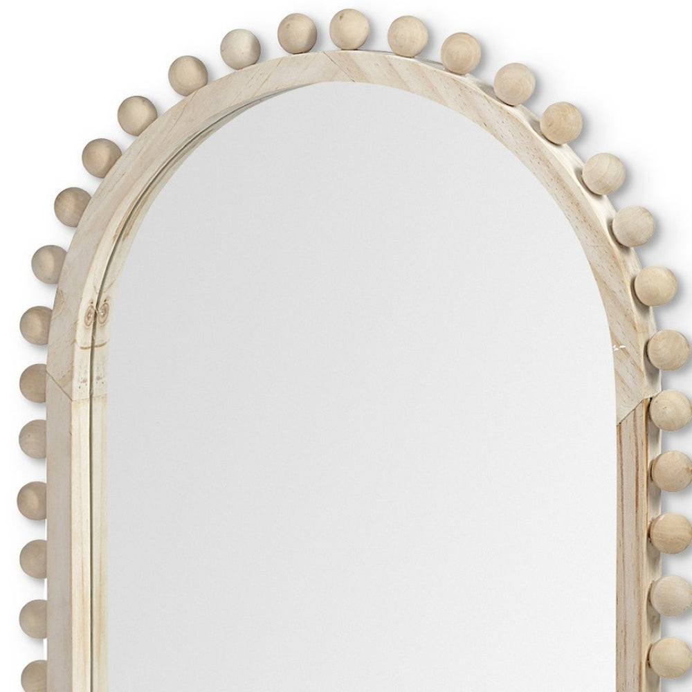 HomeRoots 35" Natural Arch Wood Framed Accent Mirror - Timeless Elegance for Modern Rustic Home Decor Spaces 376420