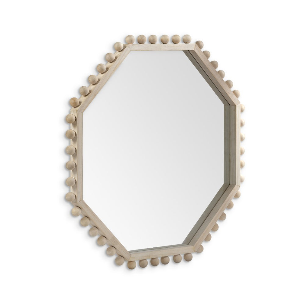 HomeRoots 33" Natural Octagon Wood Framed Accent Mirror - Coastal-Inspired Geometric Design for Any Space 376421