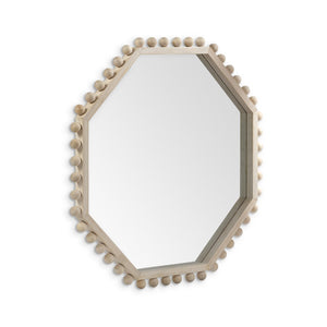 HomeRoots 33" Natural Octagon Wood Framed Accent Mirror - Coastal-Inspired Geometric Design for Any Space 376421