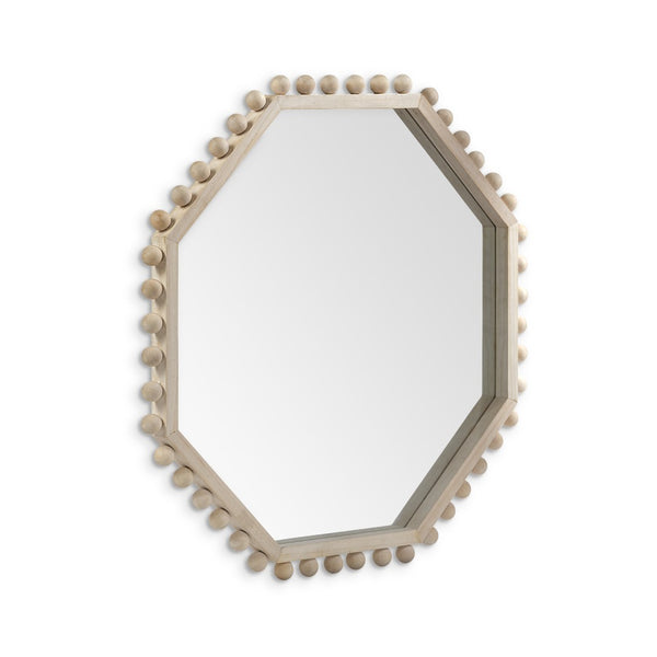 HomeRoots 33" Natural Octagon Wood Framed Accent Mirror - Coastal-Inspired Geometric Design for Any Space 376421