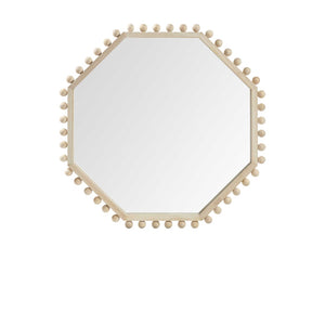 HomeRoots 33" Natural Octagon Wood Framed Accent Mirror - Coastal-Inspired Geometric Design for Any Space 376421