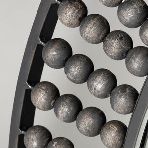 Homeroots 42" Round Black Metal Frame Wall Mirror With Wood Beads  Metal 376427