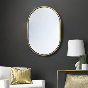 Homeroots Gold Oval Accent Metal Mirror  Metal 376434