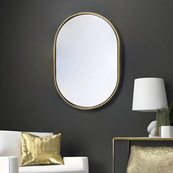Homeroots Gold Oval Accent Metal Mirror  Metal 376434