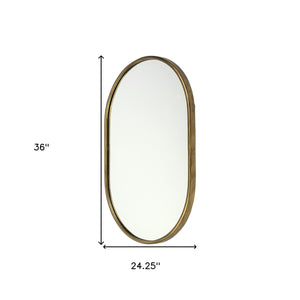 Homeroots Gold Oval Accent Metal Mirror  Metal 376434
