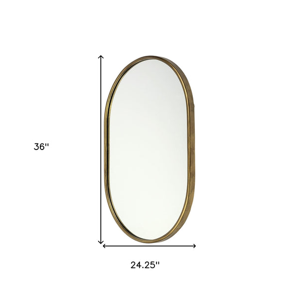 Homeroots Gold Oval Accent Metal Mirror  Metal 376434