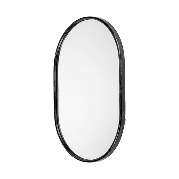 Homeroots 36" Black Oval Metal Framed Accent Mirror  Metal 376435