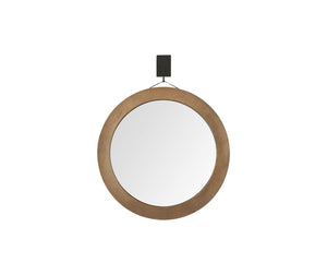 Homeroots 44" Wood Brown Round Framed Accent Mirror  Wood 376439