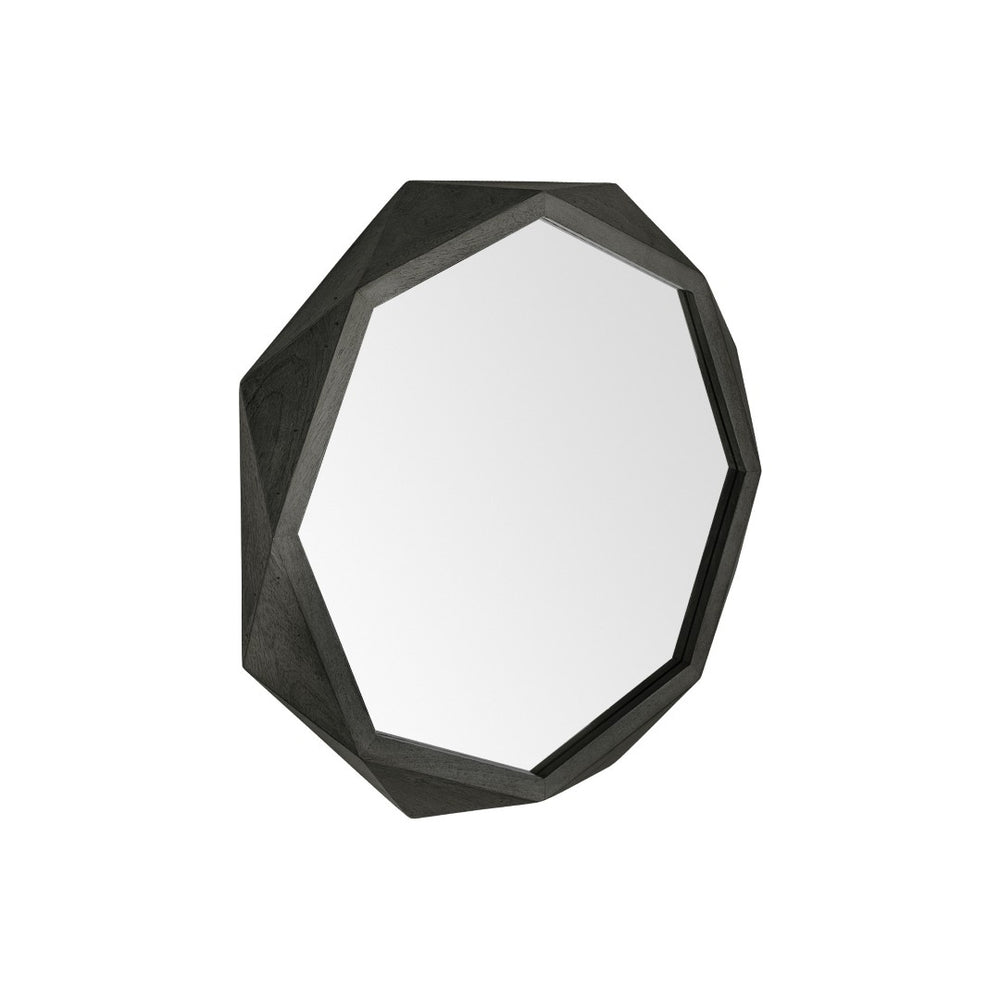 HomeRoots 32" Octagon Black Wood Frame Wall Mirror - Moroccan-Inspired Design for Modern Home Décor & Style 376441