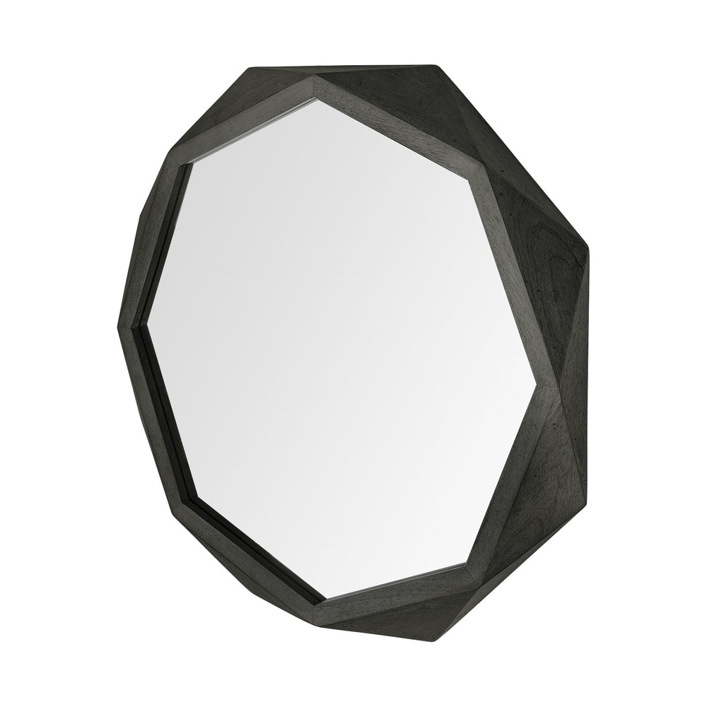 Homeroots 41" Octagon Black Wood Frame Wall Mirror  Wood 376443