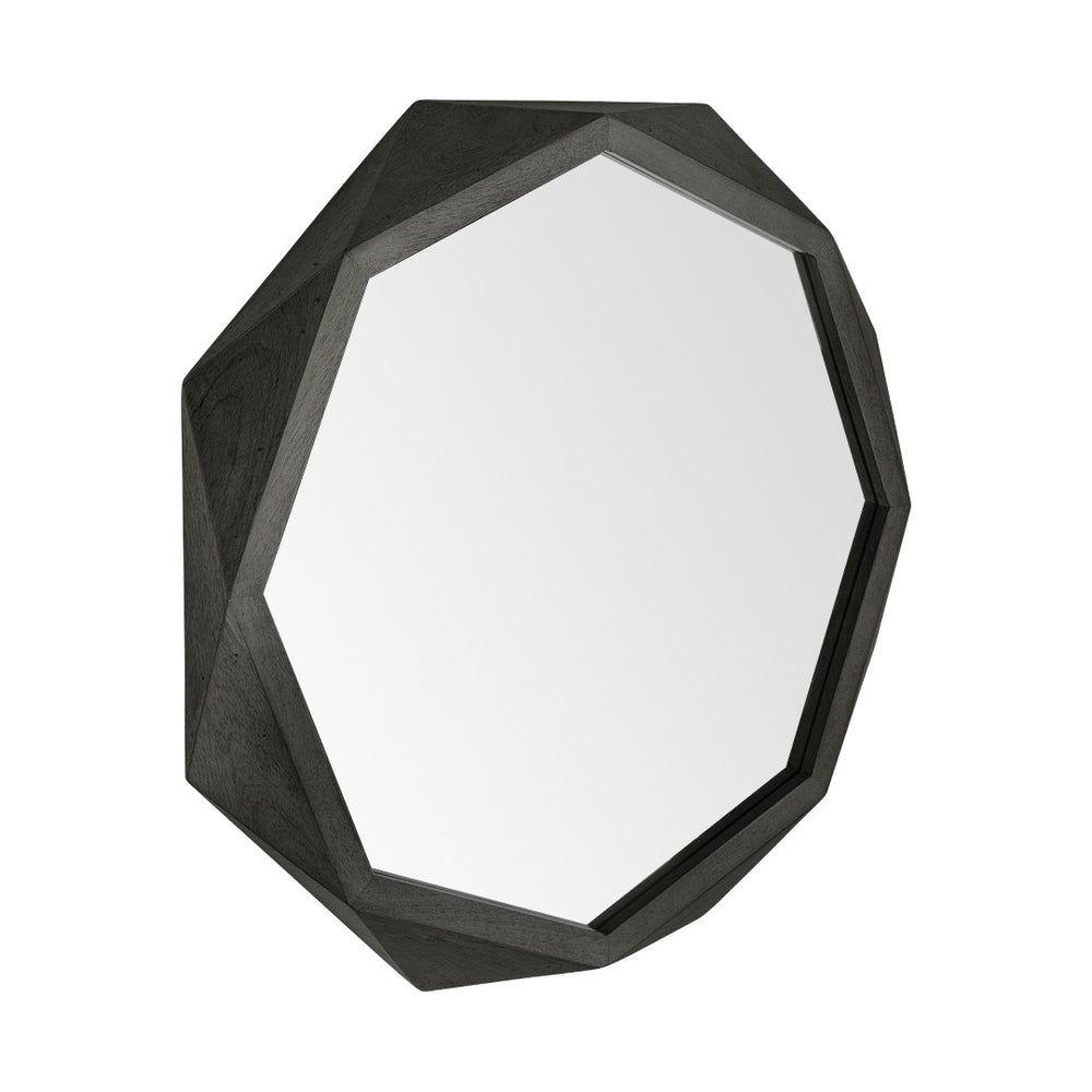 HomeRoots 41" Octagon Black Wood Frame Wall Mirror – Modern Geometric Design for Stylish Home Décor Enhancement 376443