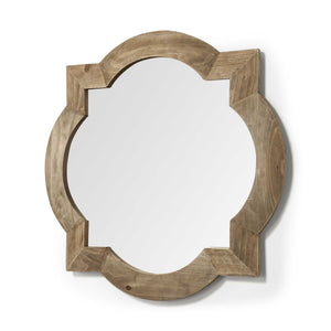 Homeroots 23" Round-square Brown Wood Frame Wall Mirror  Wood 376445