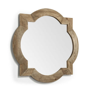 Homeroots 23" Round-square Brown Wood Frame Wall Mirror  Wood 376445