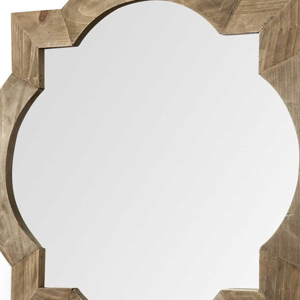 Homeroots 23" Round-square Brown Wood Frame Wall Mirror  Wood 376445