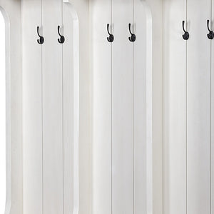 Homeroots White And Medium Brown Wood Hall Tree With Storage  Wood 376446