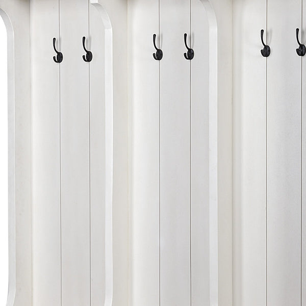 Homeroots White And Medium Brown Wood Hall Tree With Storage  Wood 376446