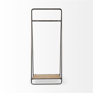 Homeroots Black Pipe Metal And Wood Shelf Hall Tree  Metal 376447