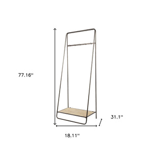 Homeroots Black Pipe Metal And Wood Shelf Hall Tree  Metal 376447