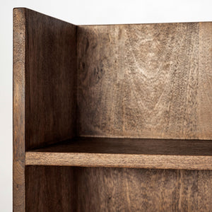 Homeroots Brown Wood Cream Fabric Wrapped Seat Hall Tree With Storage  Wood 376448