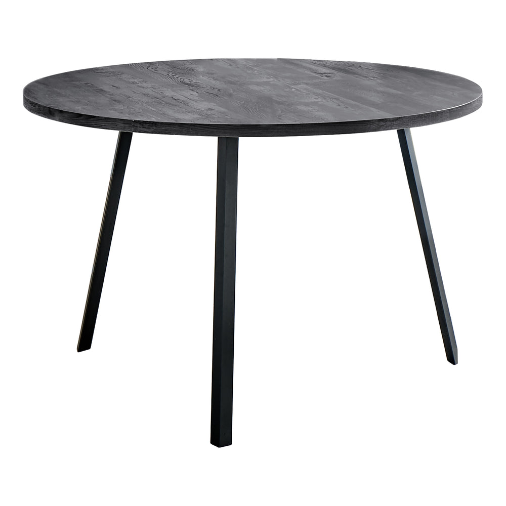 Homeroots 47" Gray And Black Rounded Metal Three Leg Base Dining Table   376477