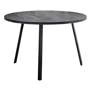 Homeroots 47" Gray And Black Rounded Metal Three Leg Base Dining Table   376477