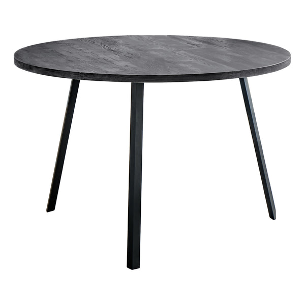 Homeroots 47" Gray And Black Rounded Metal Three Leg Base Dining Table   376477