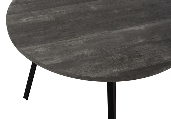 HomeRoots 47" Contemporary Gray and Black Round Dining Table with Stable Three-Leg Base for Modern Homes 376477