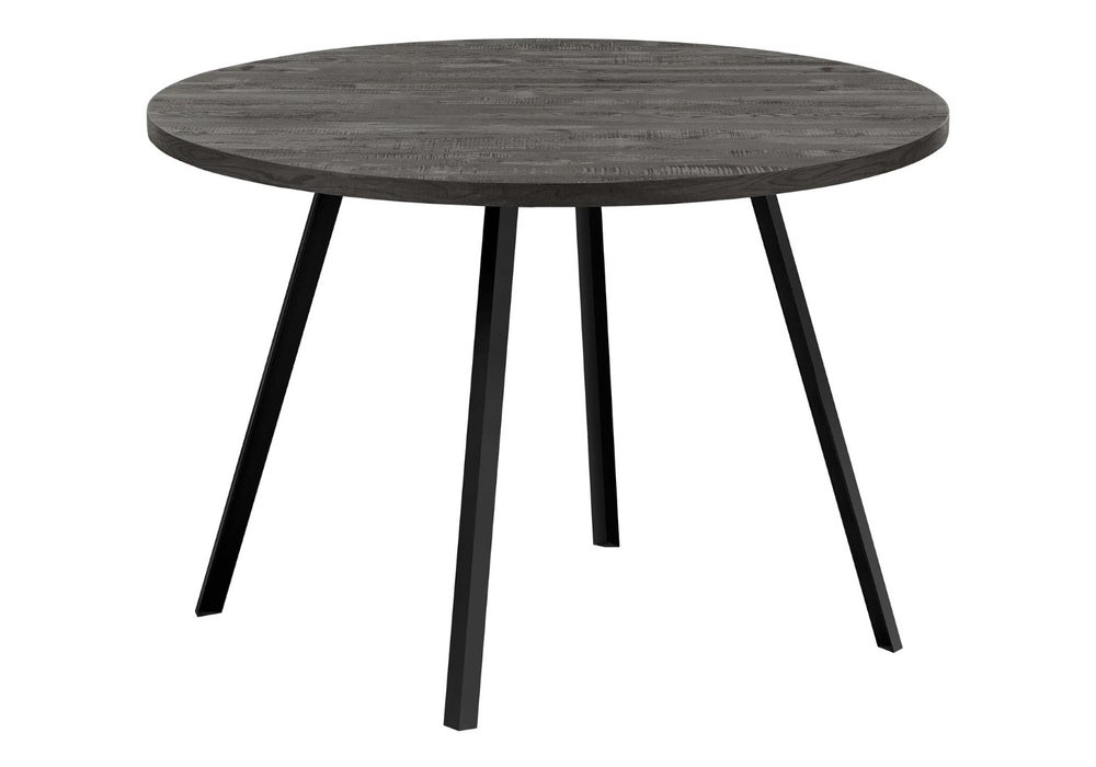 HomeRoots 47" Contemporary Gray and Black Round Dining Table with Stable Three-Leg Base for Modern Homes 376477