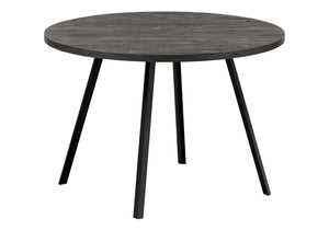 HomeRoots 47" Contemporary Gray and Black Round Dining Table with Stable Three-Leg Base for Modern Homes 376477