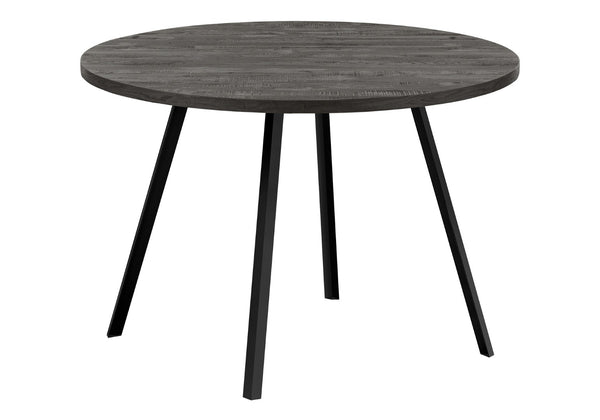HomeRoots 47" Contemporary Gray and Black Round Dining Table with Stable Three-Leg Base for Modern Homes 376477