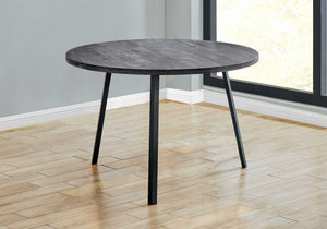 Homeroots 47" Gray And Black Rounded Metal Three Leg Base Dining Table   376477